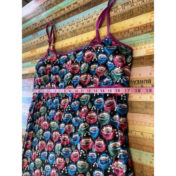 VINTAGE Apsara Mod Floral Babydoll Y2K Slip Dress Retro Cotton Sz XL Tank 90s - Picture 13 of 14